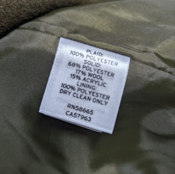 NWT Treasure & Bond Mixed Media Utility Coat Brown Olive Plaid Mix Size S - Picture 10 of 11